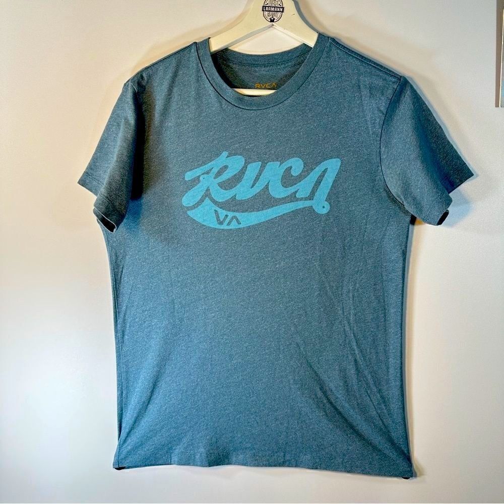 RVCA Tee shirt Heather Blue with Pale Blue